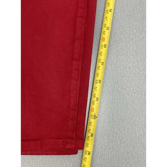 7 FOR ALL MANKIND HIGH WAIST ANKLE SKINNY IN COATED LAVA RED SIZE 27 - Picture 7 of 14